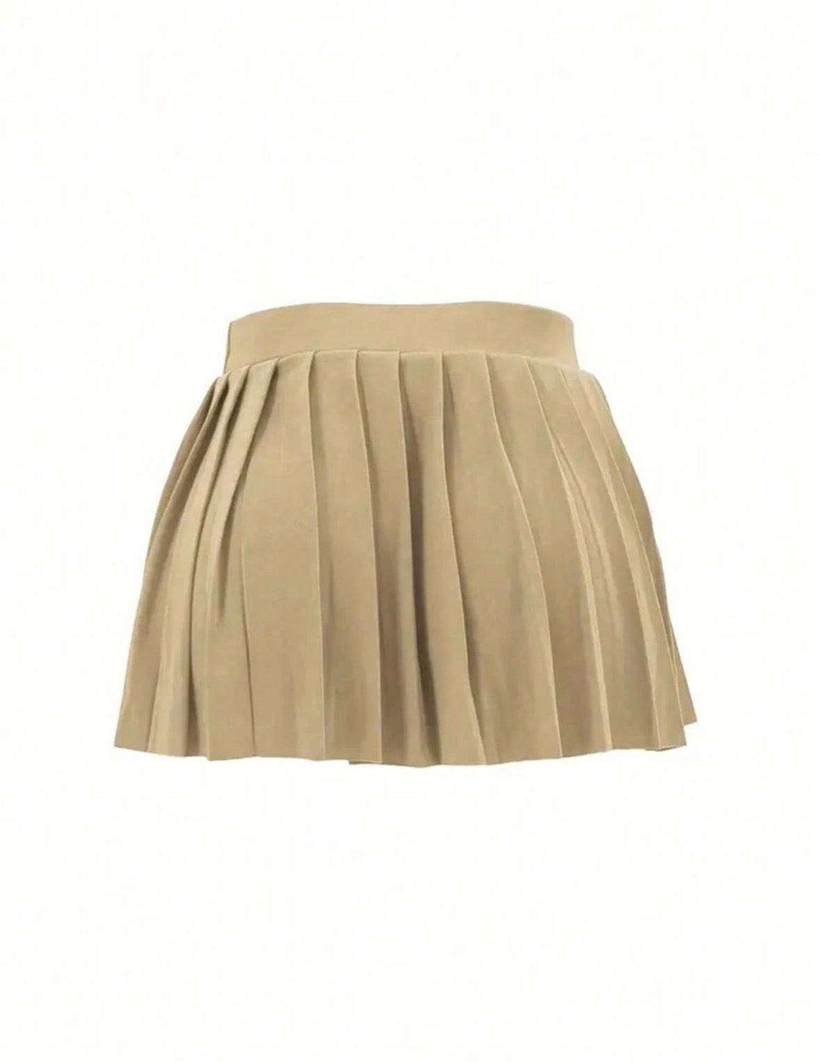 Mini Khaki Pleated Skirt