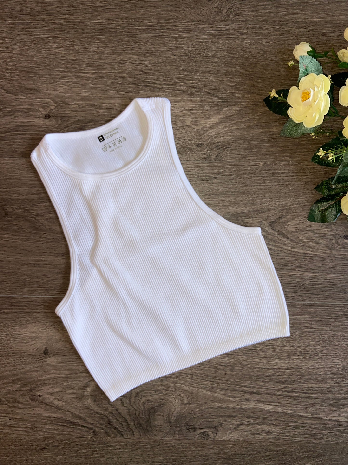 Camiseta sin mangas de punto acanalado sin costuras
