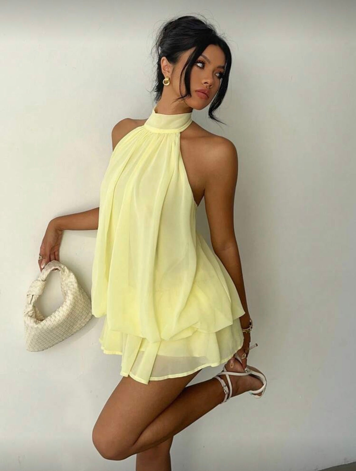 Chiffon Butter Yellow Dress