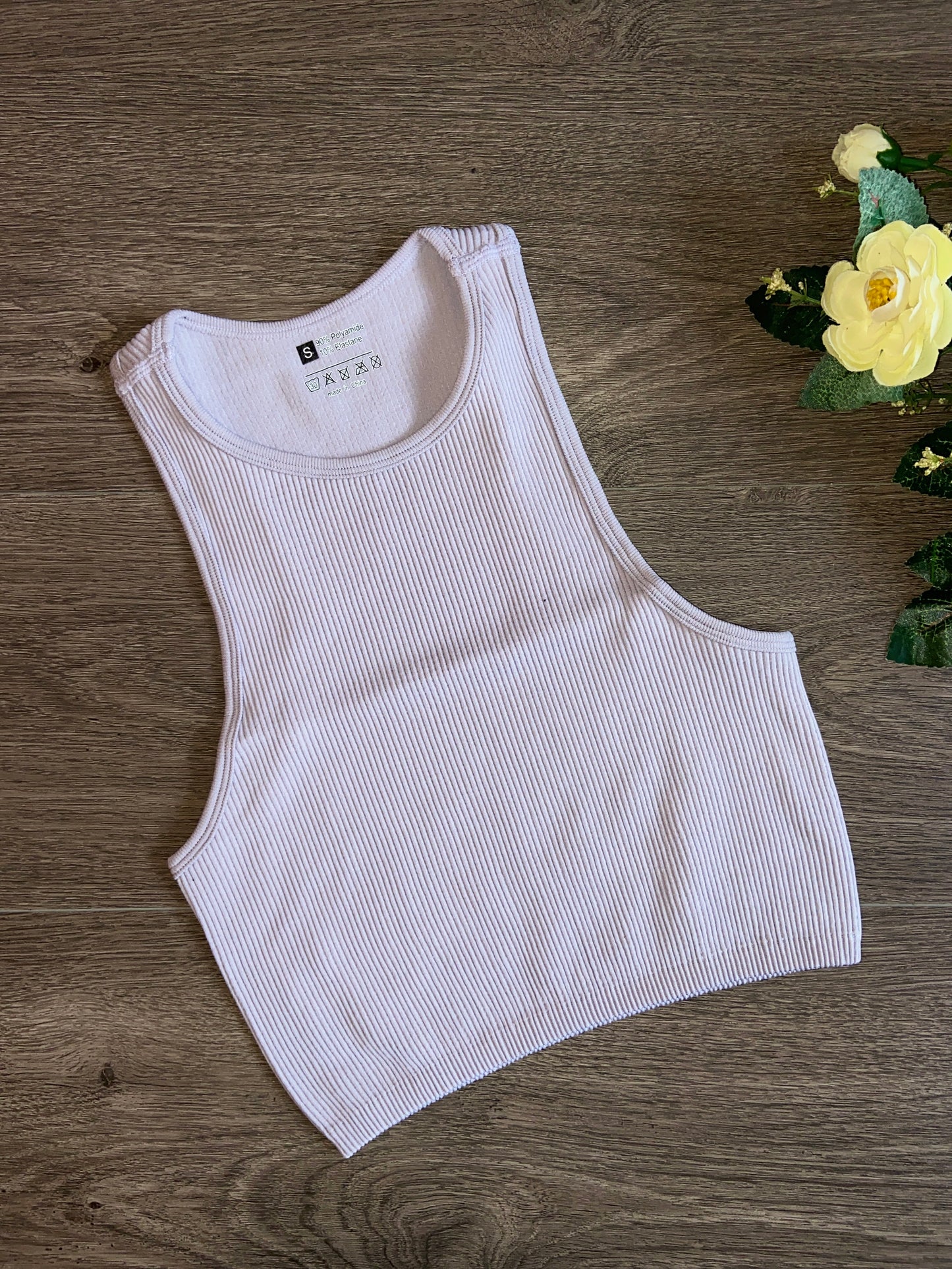 Camiseta sin mangas de punto acanalado sin costuras