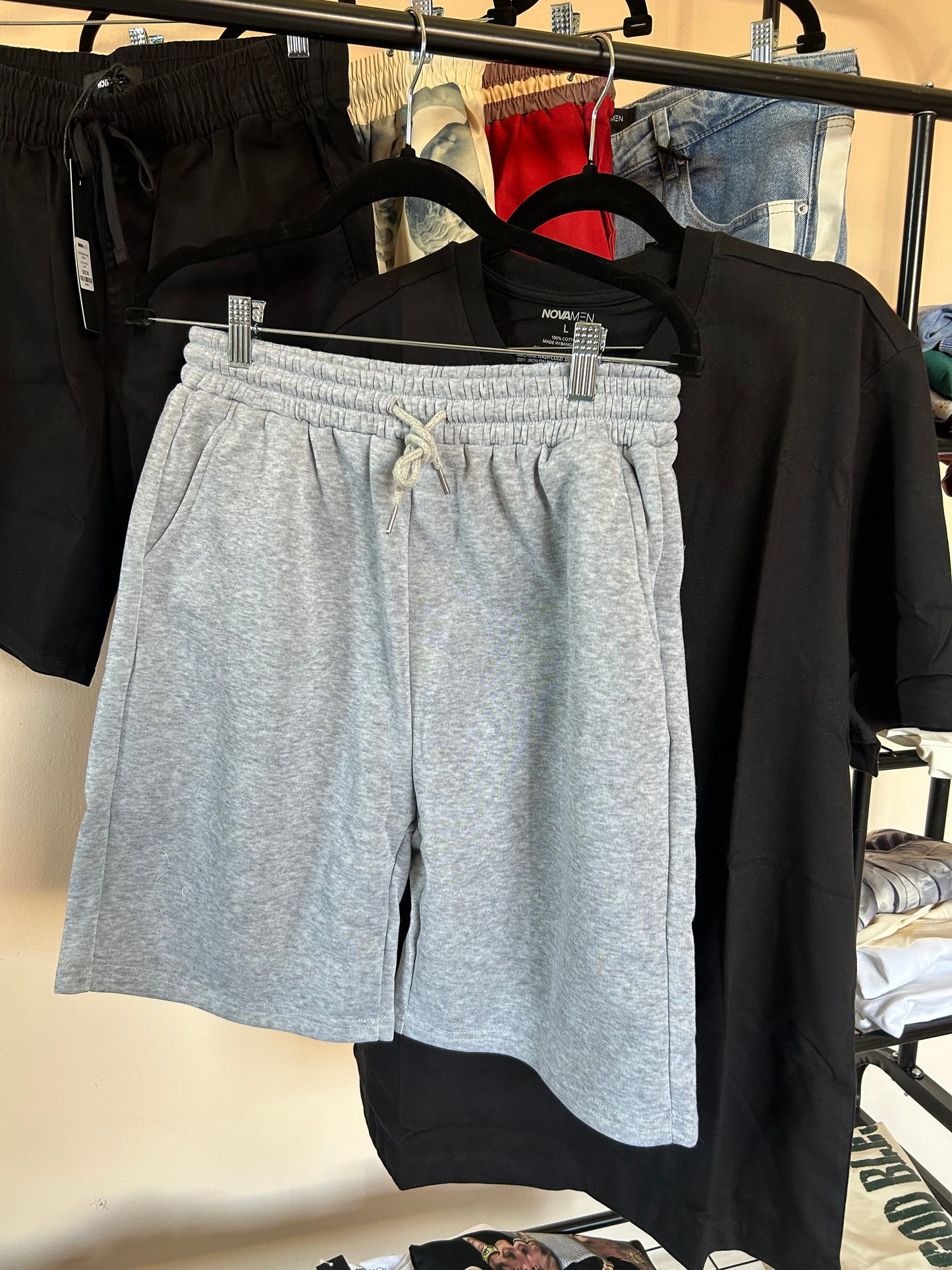 Solid Drawstring Sweat Shorts