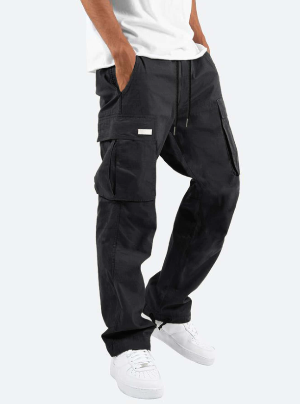 Pantalones cargo negros con cordón