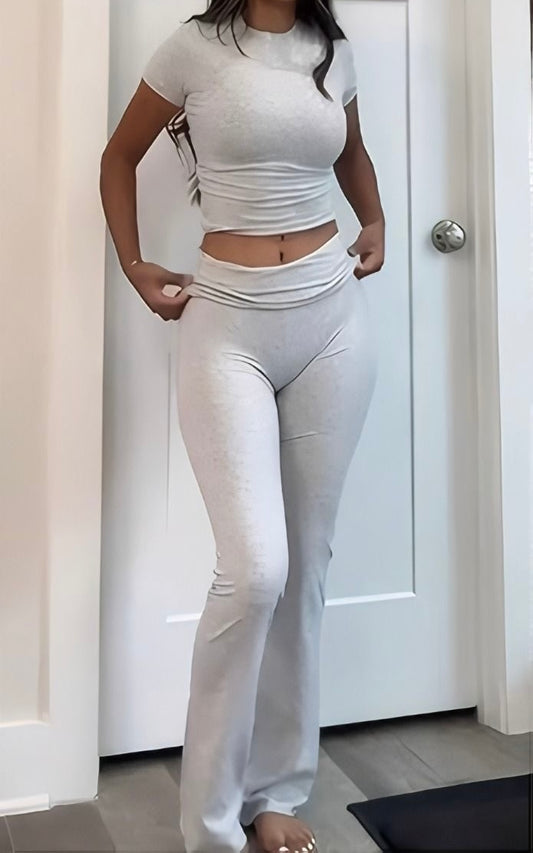 Short Sleeve Top & Bell Bottoms Two Piece Set
