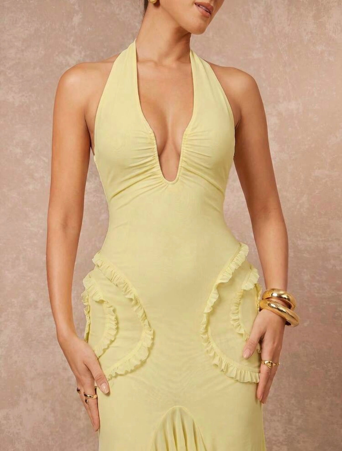 V-Neck Mermaid Hem Dress
