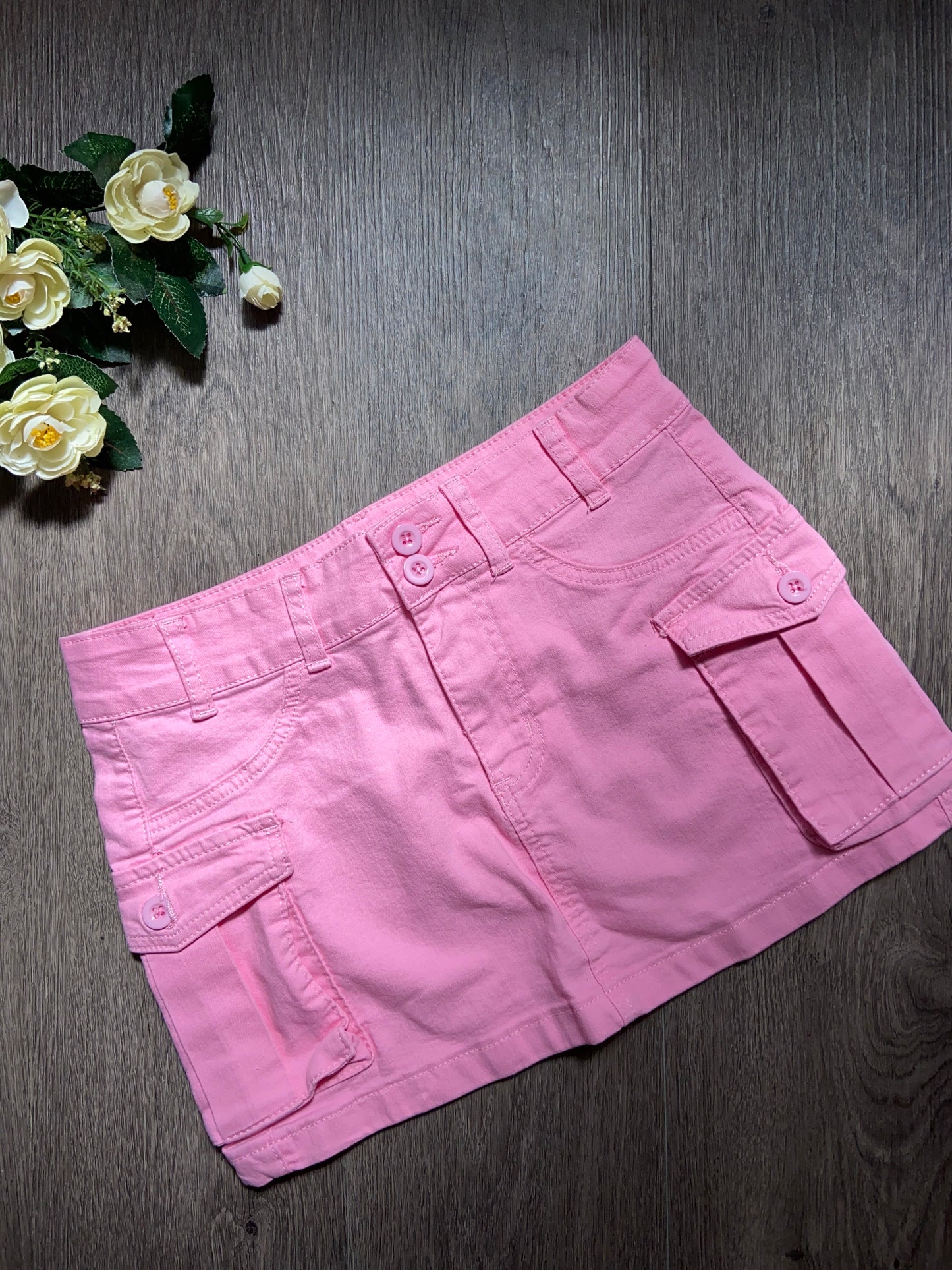 Denim Mini Cargo Skirt