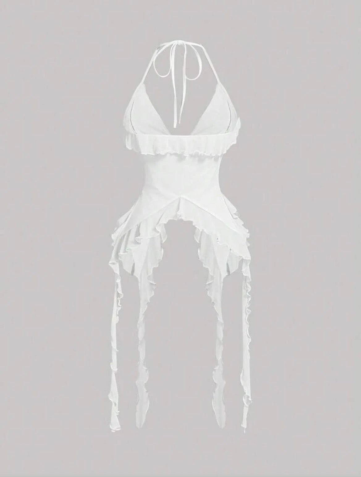 Ruffle Edge Tie Neck Top