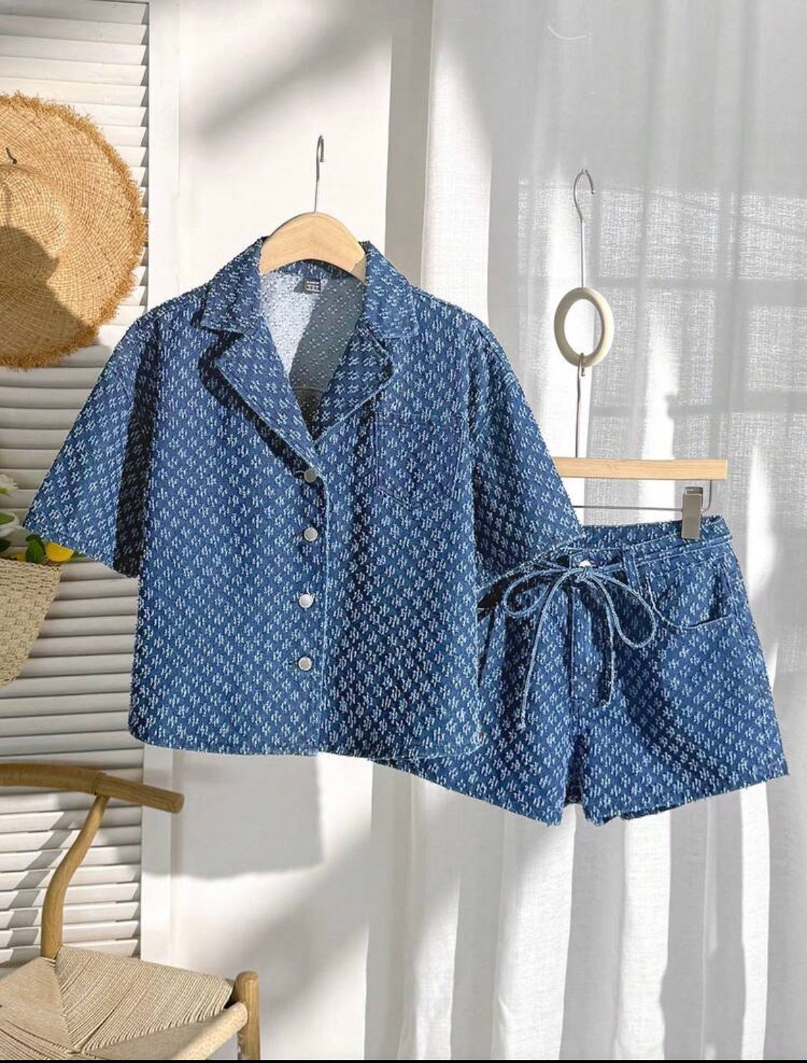 Star Denim Jacket & Shorts Two-Piece Set