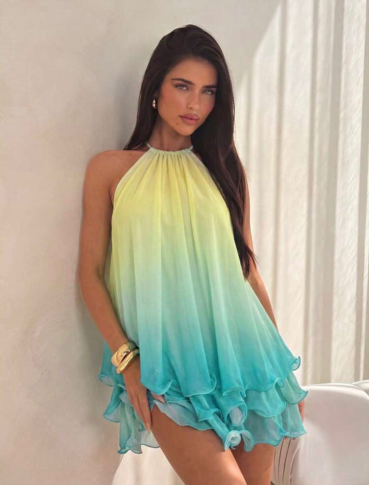 Halter Neck Gradient Dress