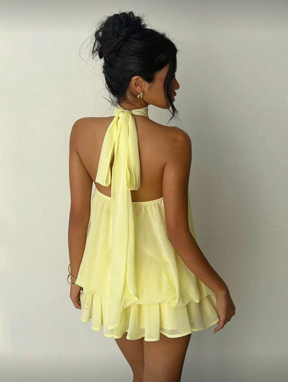 Chiffon Butter Yellow Dress