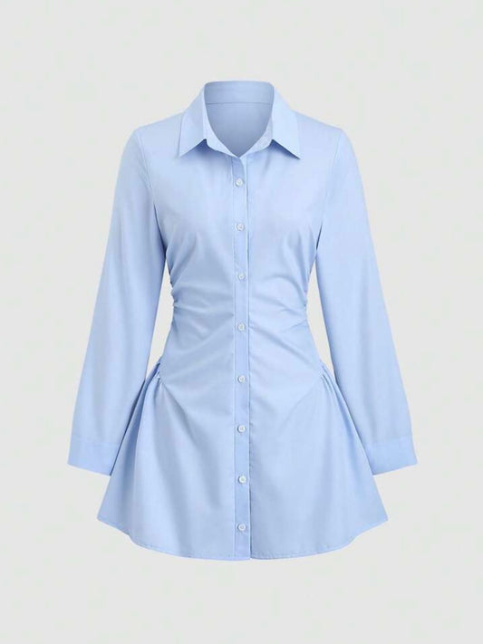 Shirred Shirt Dress
