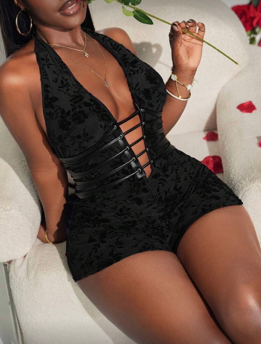 Low V Halter Romper
