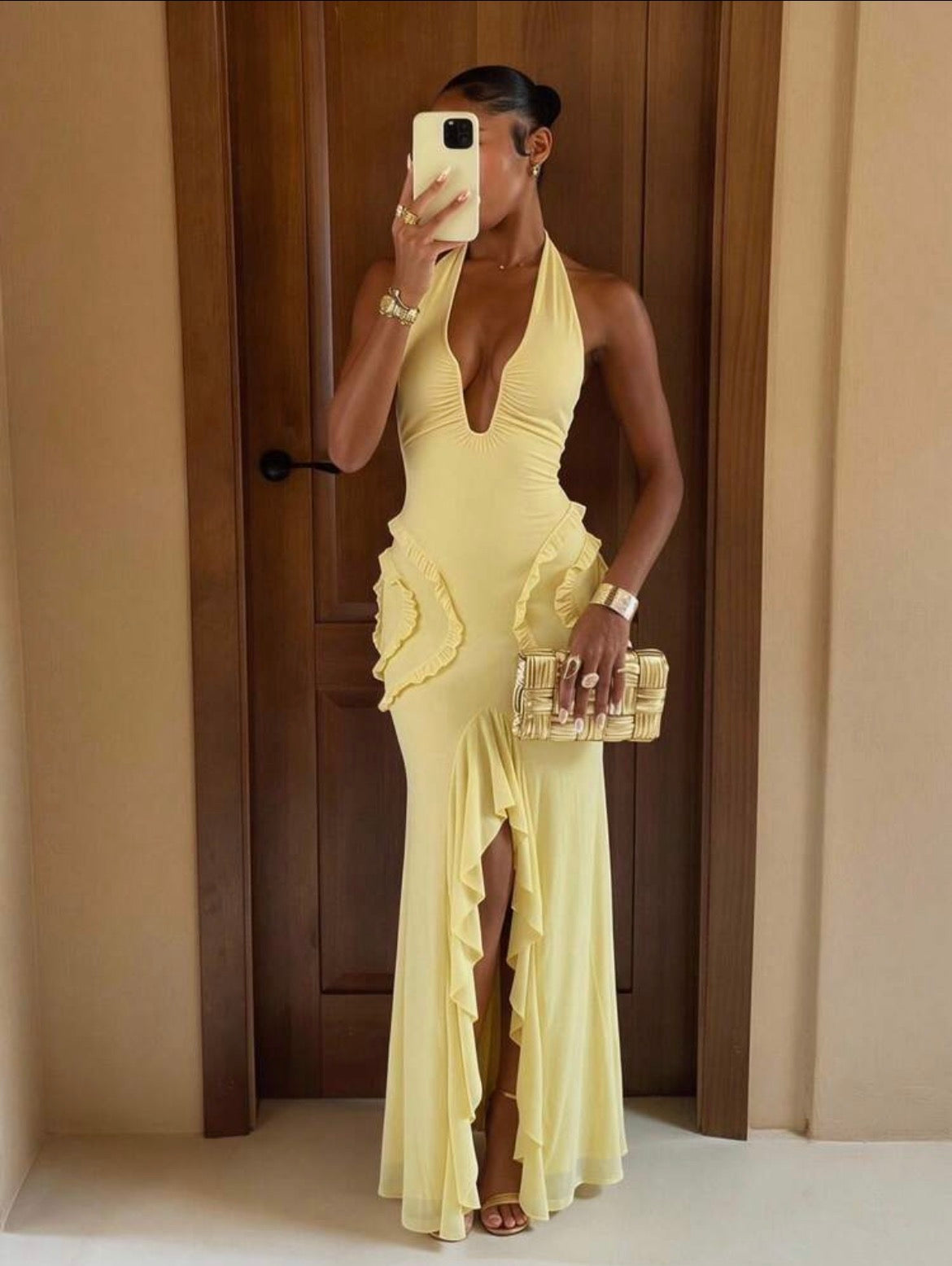 V-Neck Mermaid Hem Dress