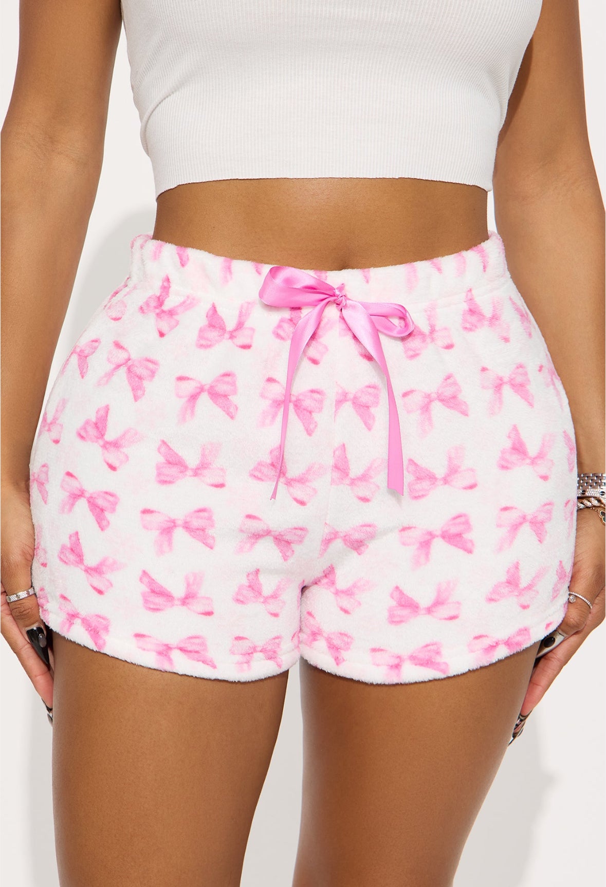 Pink Christmas Plush Shorts