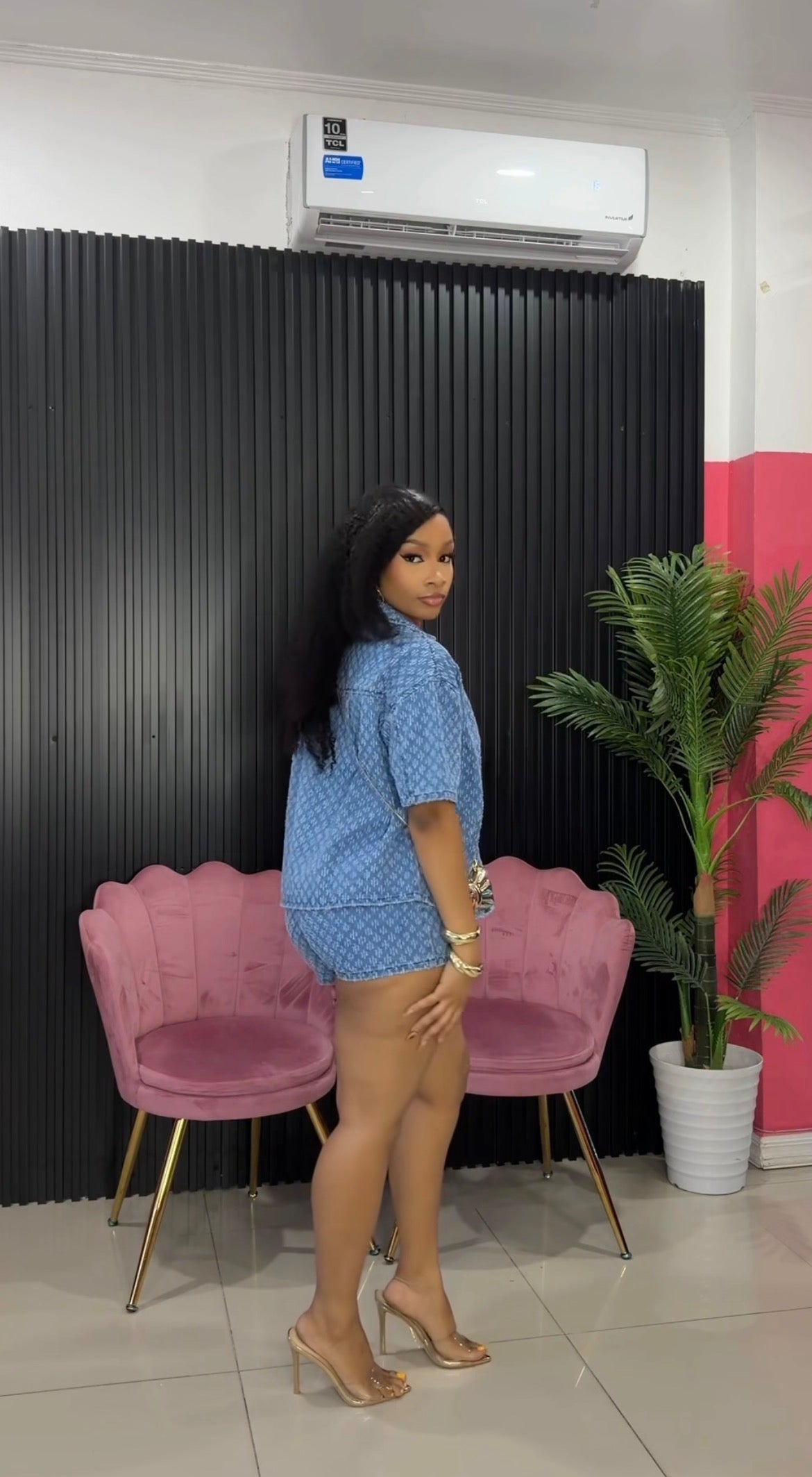 Star Denim Jacket & Shorts Two-Piece Set