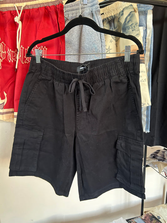 Solid Drawstring Cargo Shorts