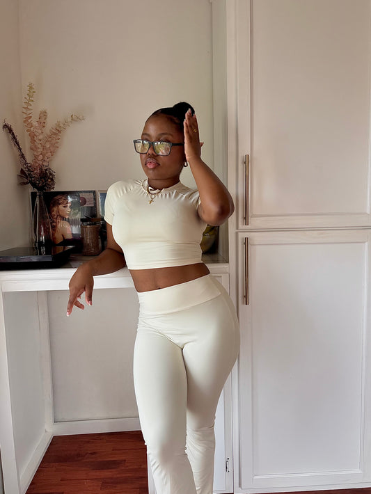 Crop Top and Bell Bottom Pants Set