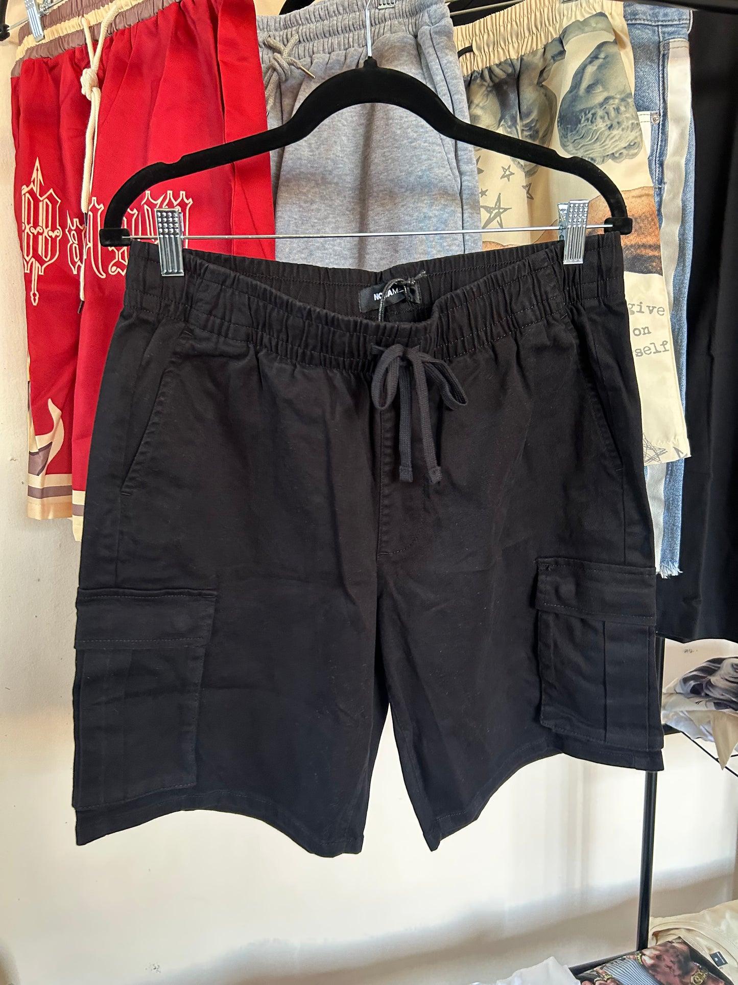 Solid Drawstring Cargo Shorts