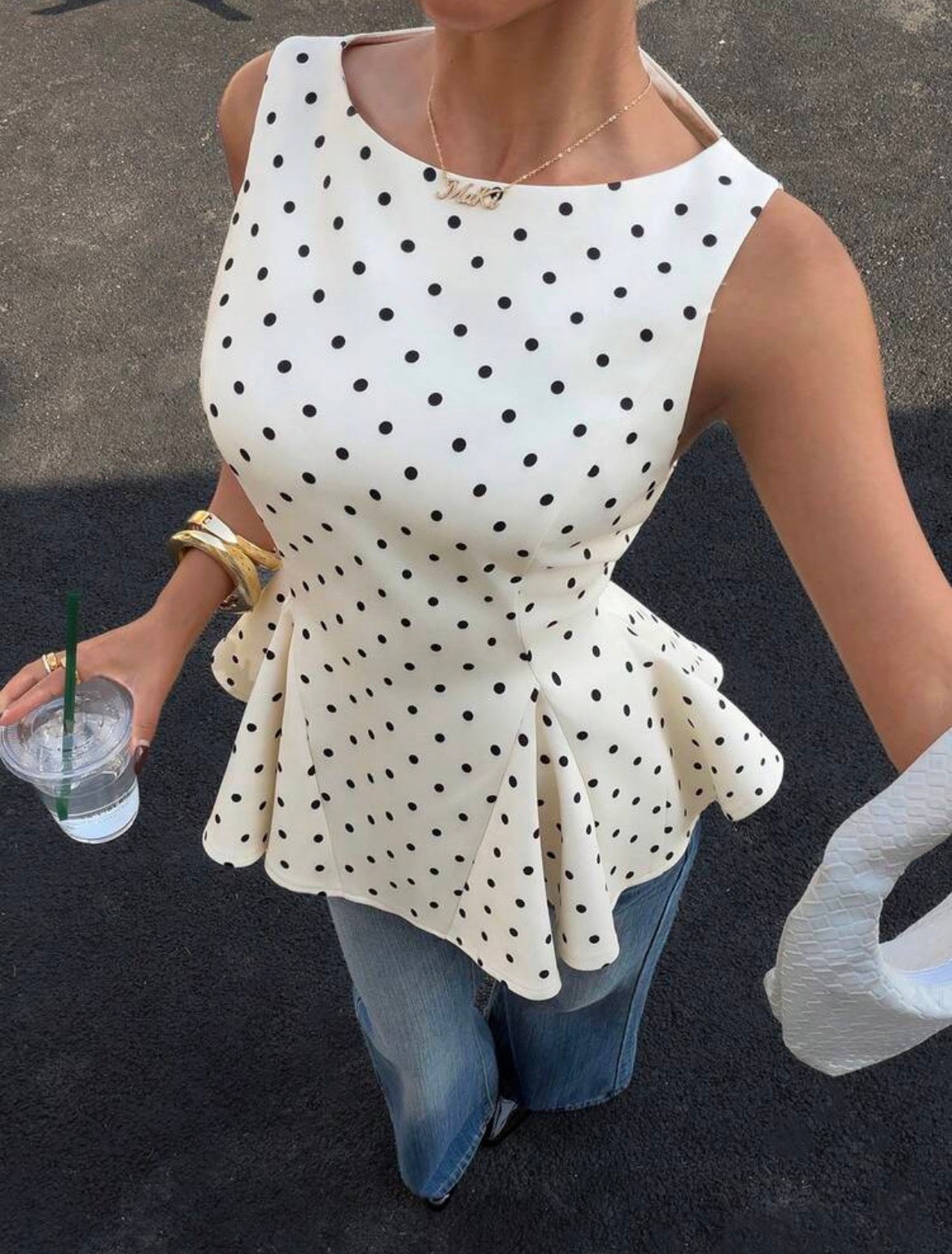 Polka Dot Peplum Top