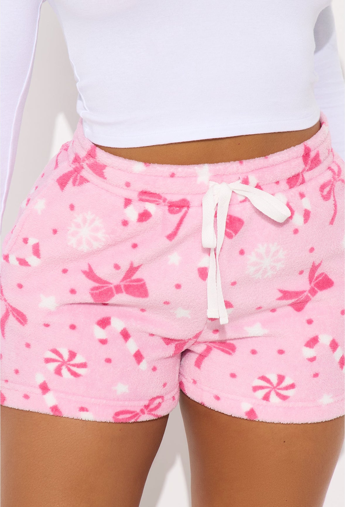 Pink Christmas Plush Shorts
