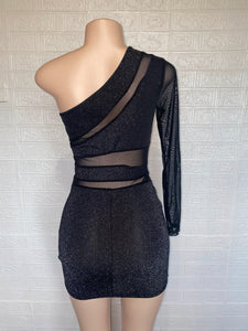 Glitter Mesh One Shoulder Dress