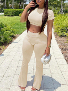 Crop Top and Bell Bottom Pants Set